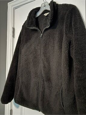 Sonoma Black Women's Zip-Up Faux Fur Jacket Size XL